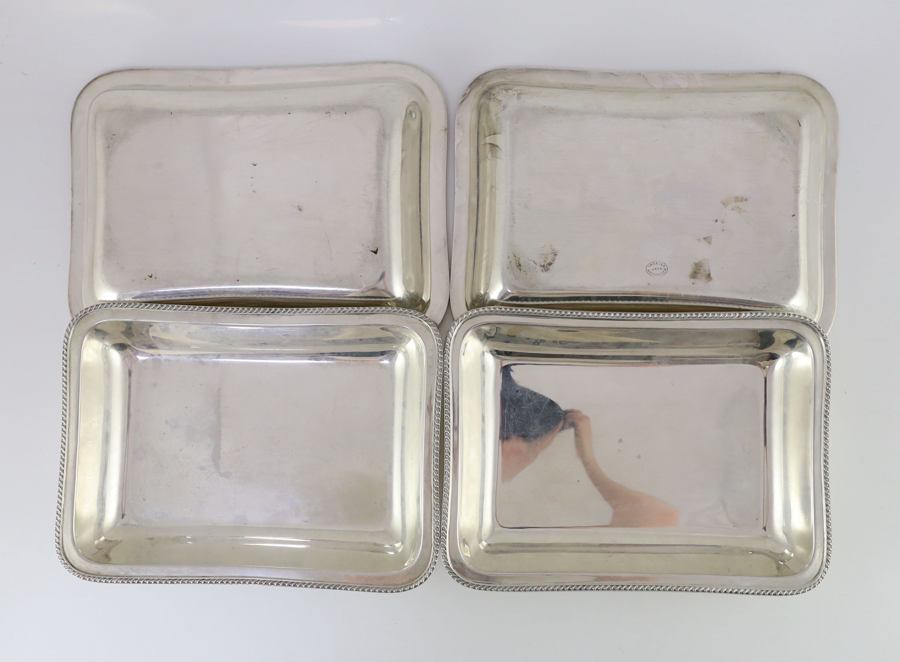 A pair of George V silver tureens and covers with handles, by Jay, Richard Attenborough Ltd